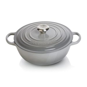 Nồi gang sâu lòng LeCreuset La Marmite, schwarzes Interieur, 26cm Mist Grey (màu ghi, lòng đen)